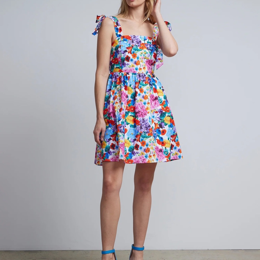 NWT New York & Company Floral Printed Tie Strap Mini Dress Size M